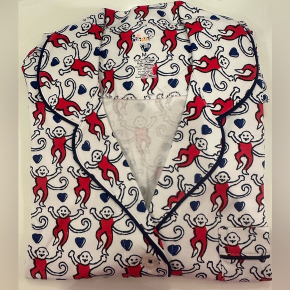 Roller Rabbit Red and Blue Monkey Pajama Set